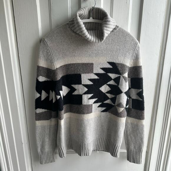 360 Cashmere Willa Tribal Southwestern Print Turtleneck Sweater - Picture 2 of 8